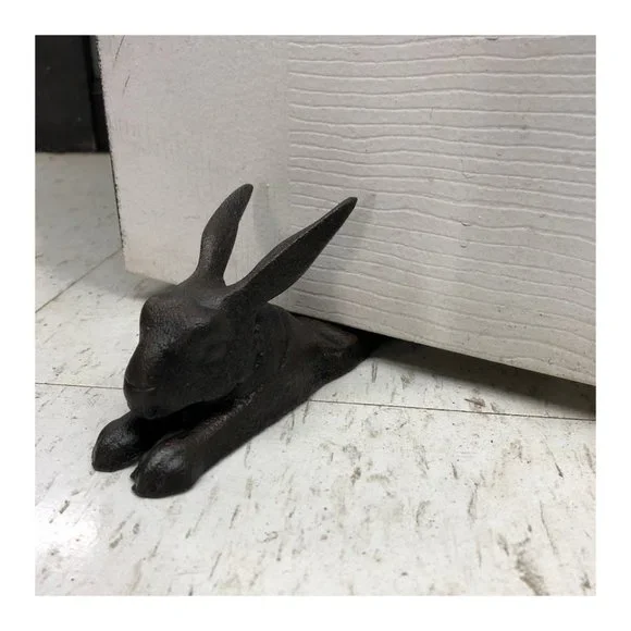 Antique Vintage Style Cast Iron Door Stop Rabbit Hare Wedge Rustic Black $15 - Picture 2 of 11